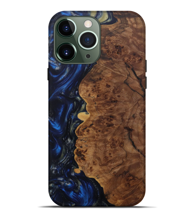 iPhone 13 Pro Max Wood+Resin Live Edge Phone Case - Paule (Dark Blue, 580058)