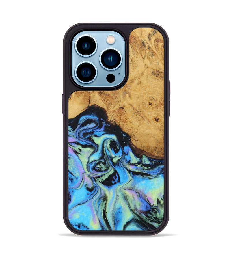 iPhone 14 Pro Wood+Resin Phone Case - Itzayana (Aurora, 617683)