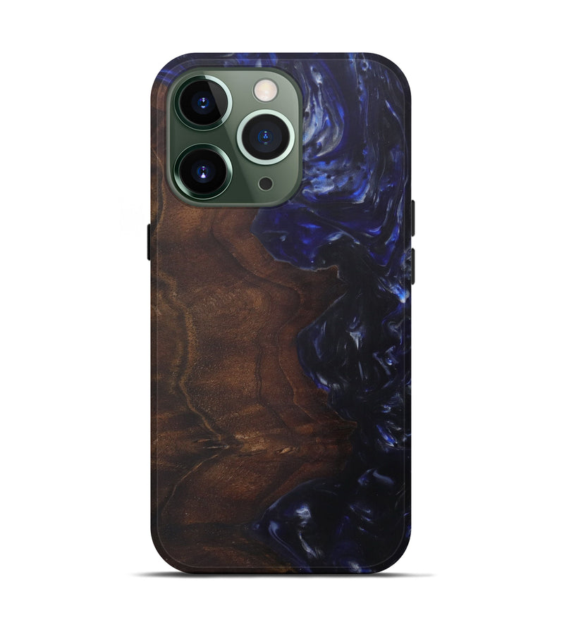iPhone 13 Pro Wood+Resin Live Edge Phone Case - Eudora (Dark Blue, 571540)