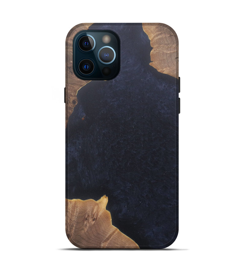 iPhone 12 Pro Wood+Resin Live Edge Phone Case - Harpal (Pure Black, 574880)