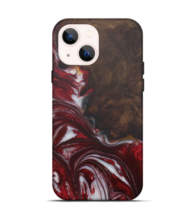 iPhone 13 Wood+Resin Live Edge Phone Case - Marabel (Dark Red, 571567)