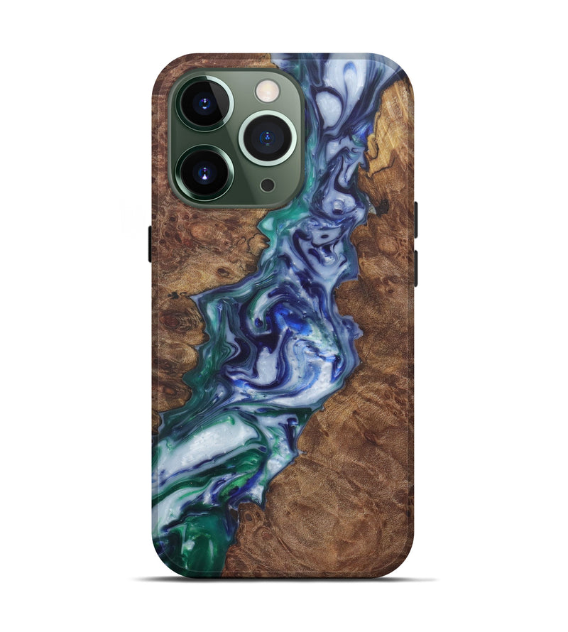 iPhone 13 Pro Wood+Resin Live Edge Phone Case - Gabriel (Dark Blue, 581667)