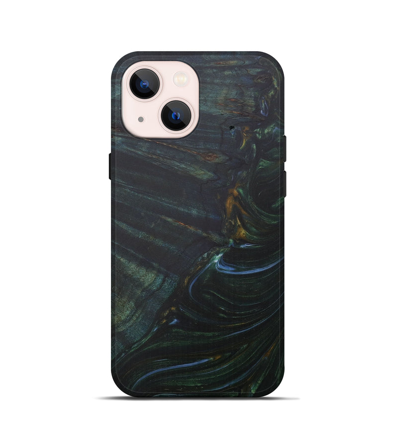 iPhone 13 mini Wood+Resin Live Edge Phone Case - Svr (Dark Green, 571558)