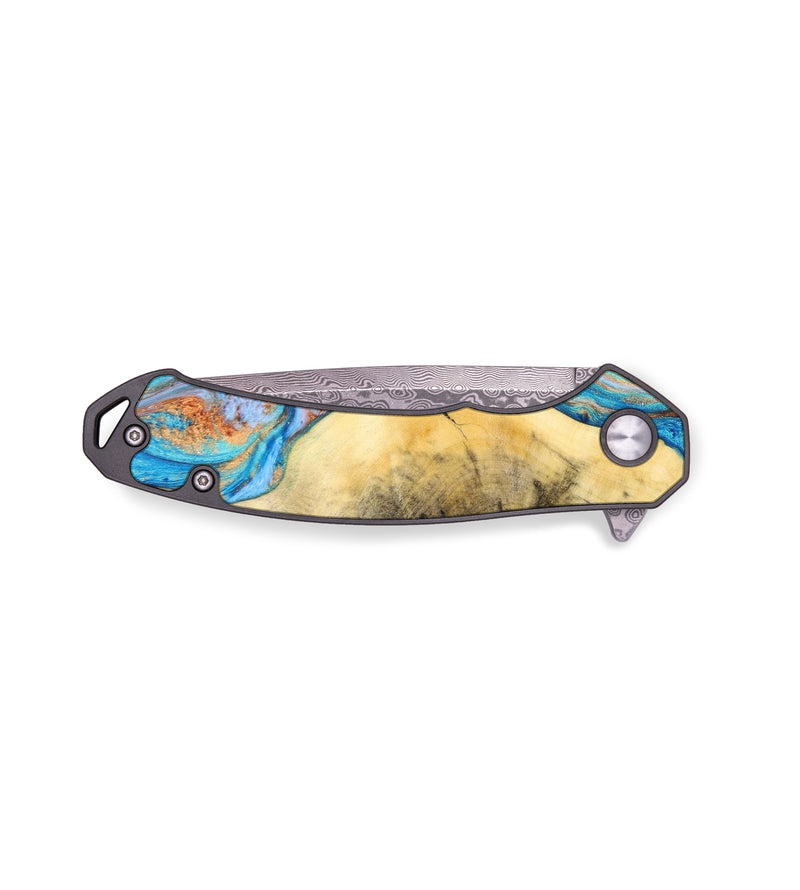 EDC Wood+Resin Pocket Knife - Albert (Teal & Gold, 637078)