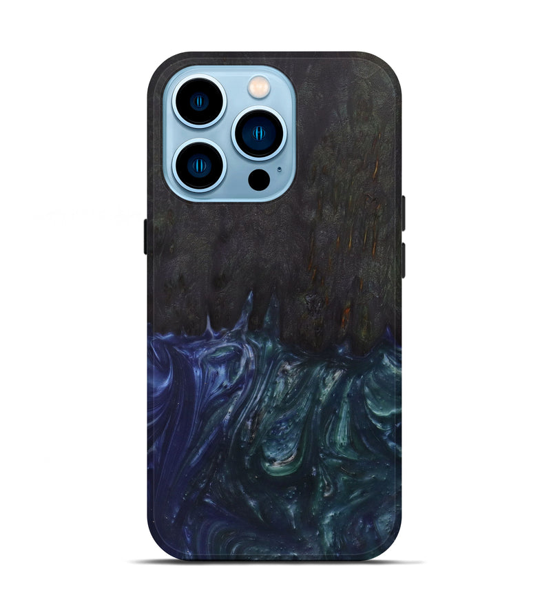 iPhone 14 Pro Wood+Resin Live Edge Phone Case - Ilsa (Dark Blue, 587046)