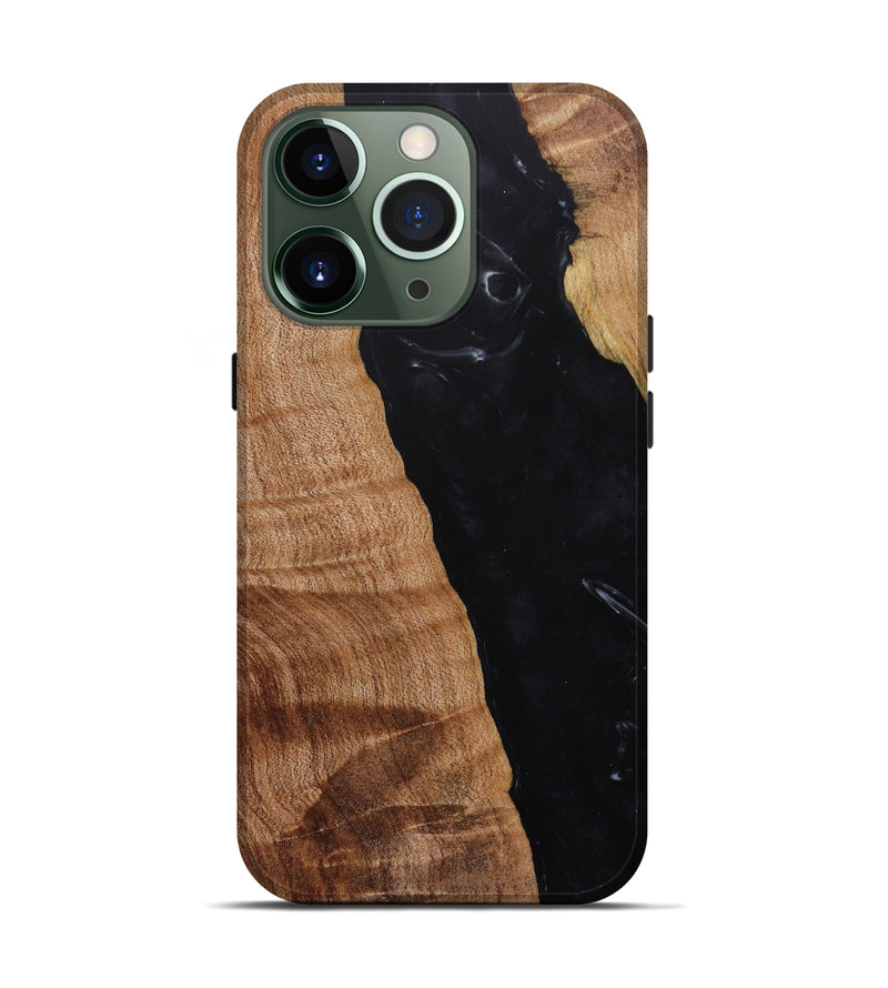 iPhone 13 Pro Wood+Resin Live Edge Phone Case - Cullen (Pure Black, 619900)
