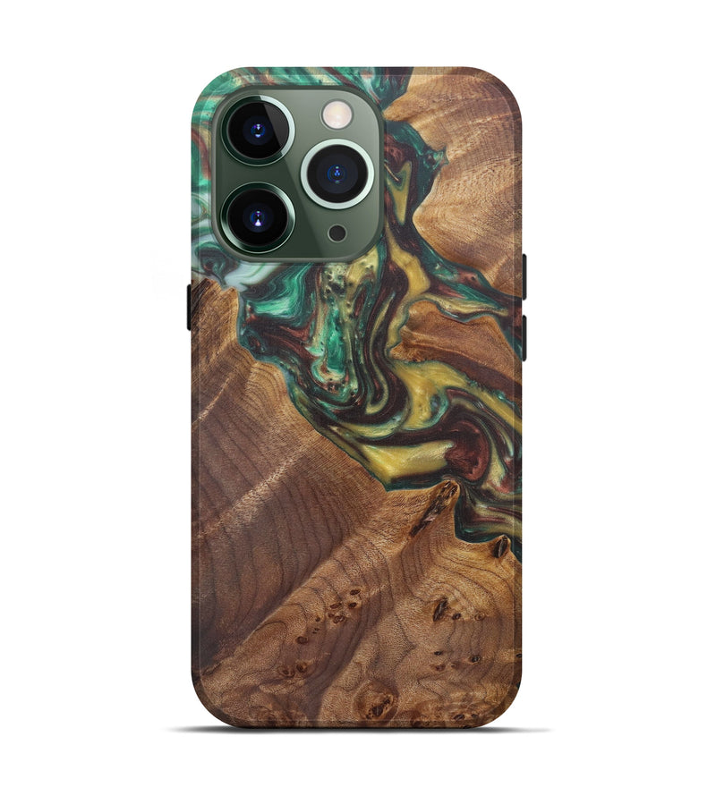 iPhone 13 Pro Wood+Resin Live Edge Phone Case - Bathsheba (Dark Green, 574863)