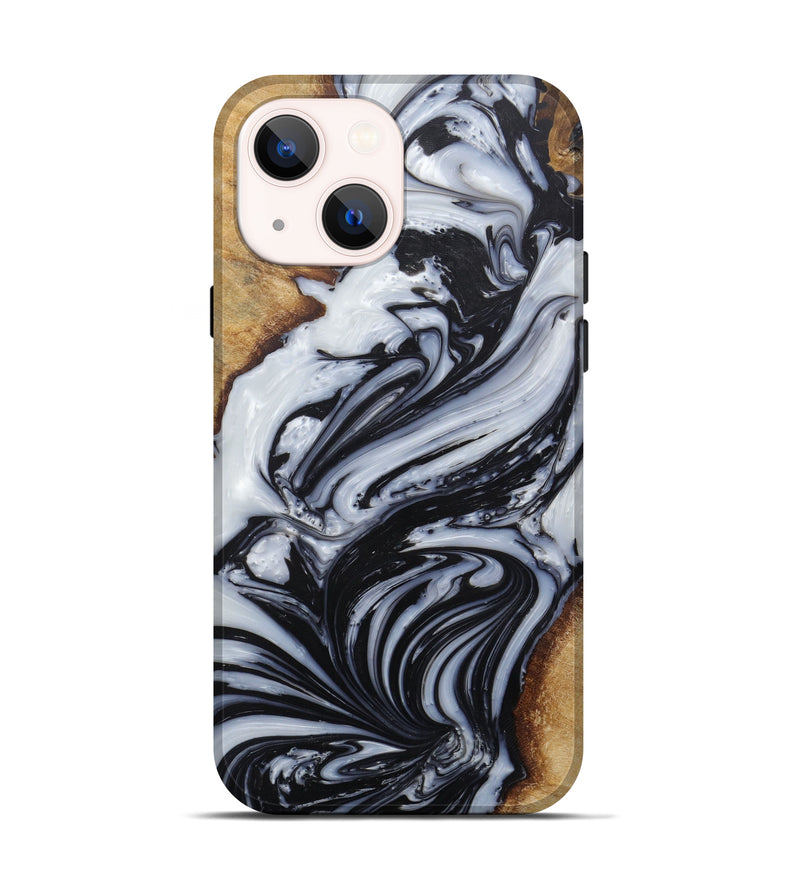 iPhone 13 Wood+Resin Live Edge Phone Case - Inanc (Black & White, 587032)