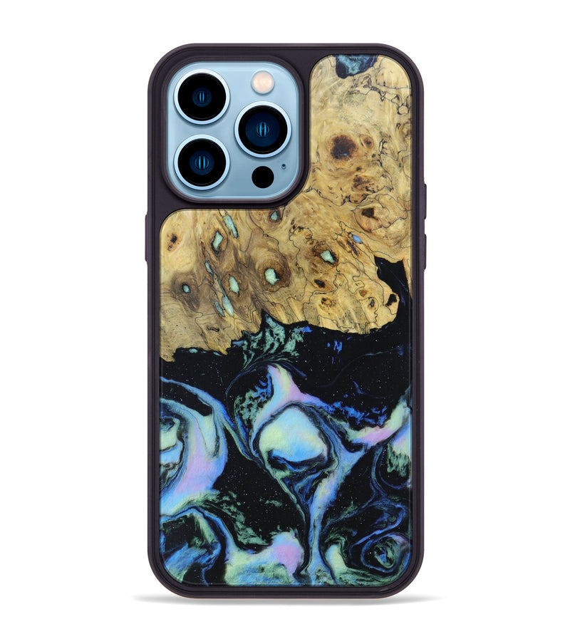 iPhone 14 Pro Max Wood+Resin Phone Case - Mychal (Aurora, 618550)