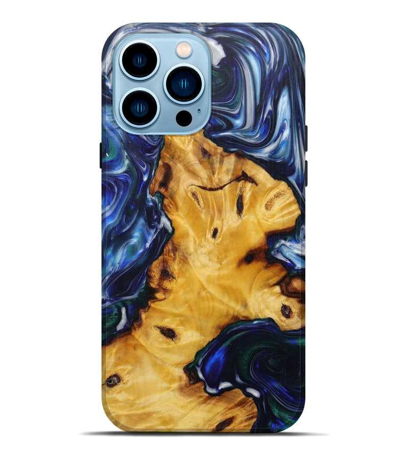 iPhone 14 Pro Max Wood+Resin Live Edge Phone Case - Pricing (Dark Blue, 589813)