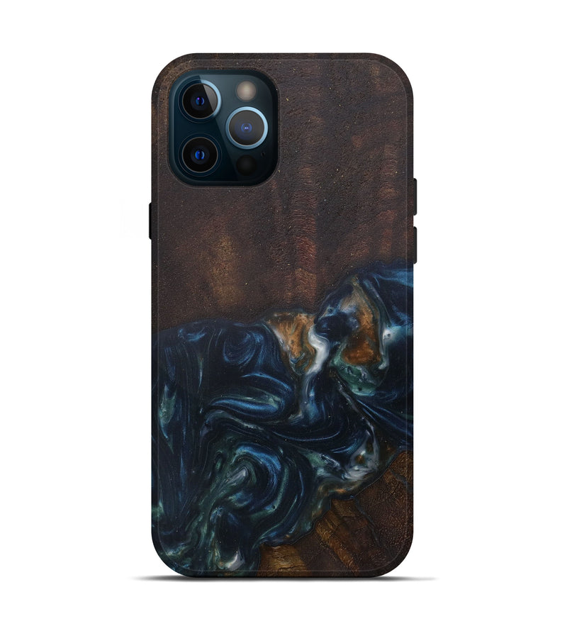 iPhone 12 Pro Wood+Resin Live Edge Phone Case - Larine (Dark Blue, 575514)