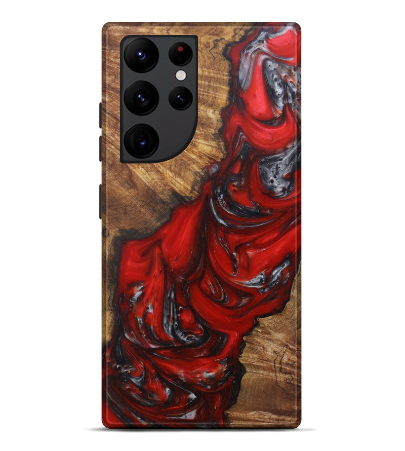 Galaxy S22 Ultra Wood+Resin Live Edge Phone Case - Cate (Dark Red, 579192)