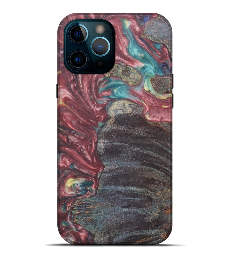 iPhone 12 Pro Max Wood+Resin Live Edge Phone Case - Beilul (Dark Red, 579160)