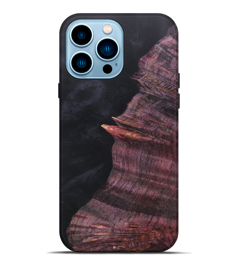 iPhone 14 Pro Max Wood+Resin Live Edge Phone Case - Elayna (Pure Black, 616825)