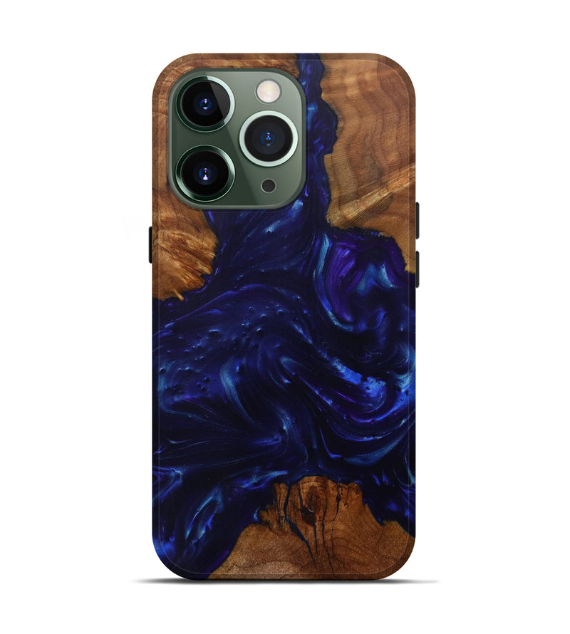 iPhone 13 Pro Wood+Resin Live Edge Phone Case - Cyrus (Dark Blue, 571497)