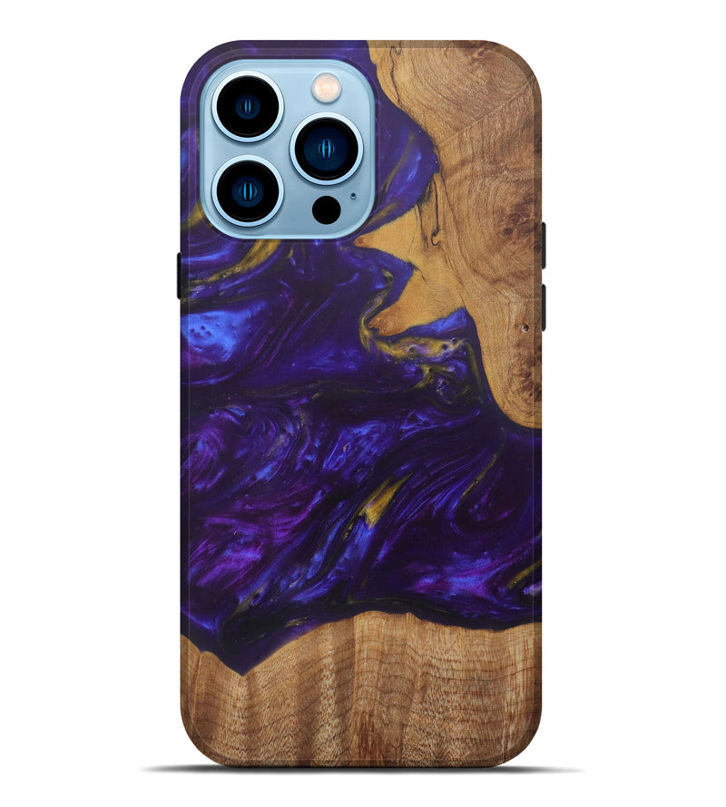 iPhone 14 Pro Max Wood+Resin Live Edge Phone Case - Thomasin (Purple, 580674)