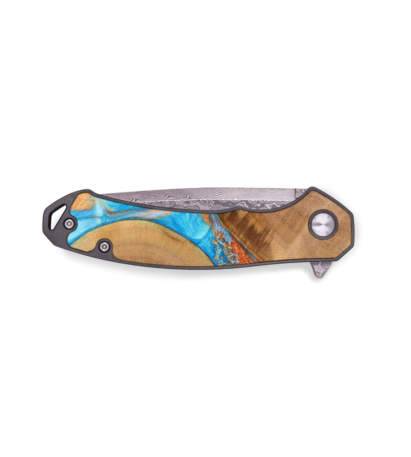 EDC Wood+Resin Pocket Knife - Caleb (Teal & Gold, 636504)