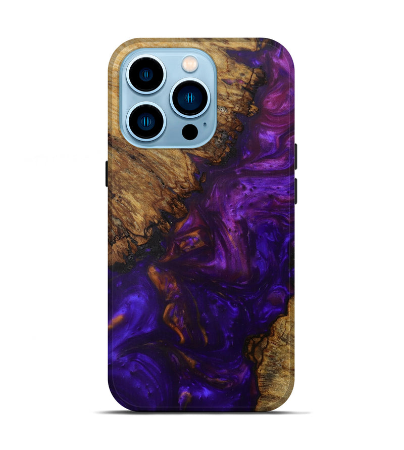 iPhone 14 Pro Wood+Resin Live Edge Phone Case - Ming (Purple, 586301)