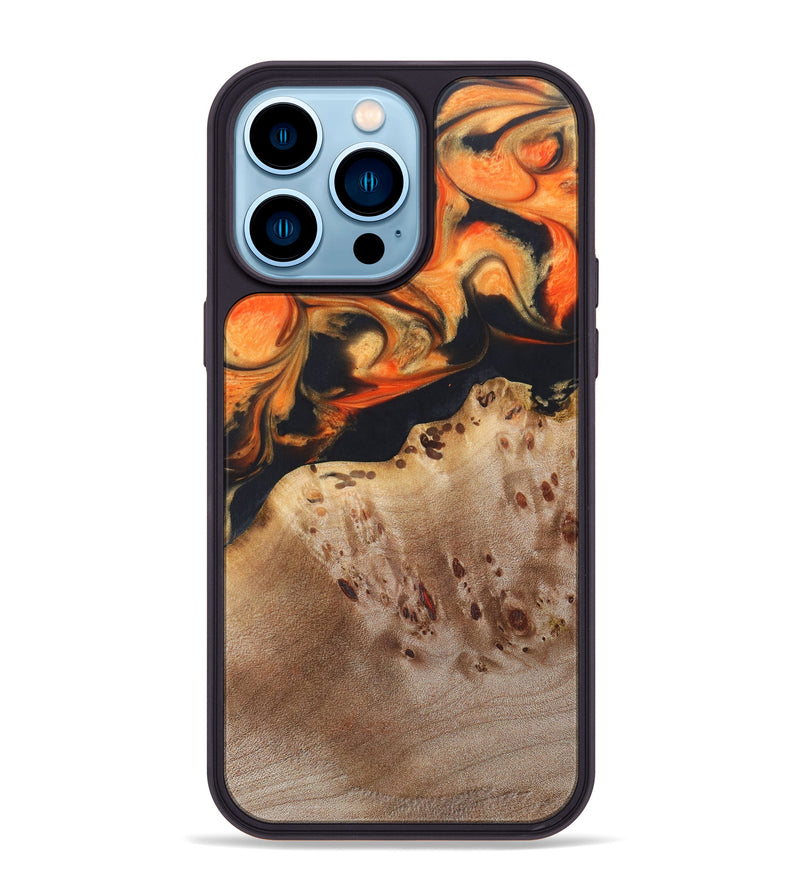 iPhone 14 Pro Max Wood+Resin Phone Case - Annabeth (Lava, 624988)
