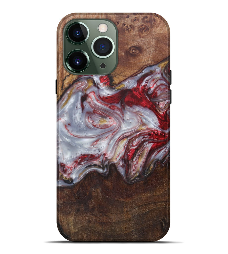 iPhone 13 Pro Max Wood+Resin Live Edge Phone Case - Sabuson (Dark Red, 571525)