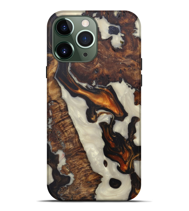 iPhone 13 Pro Max Wood+Resin Live Edge Phone Case - Caritta (Black & White, 586752)