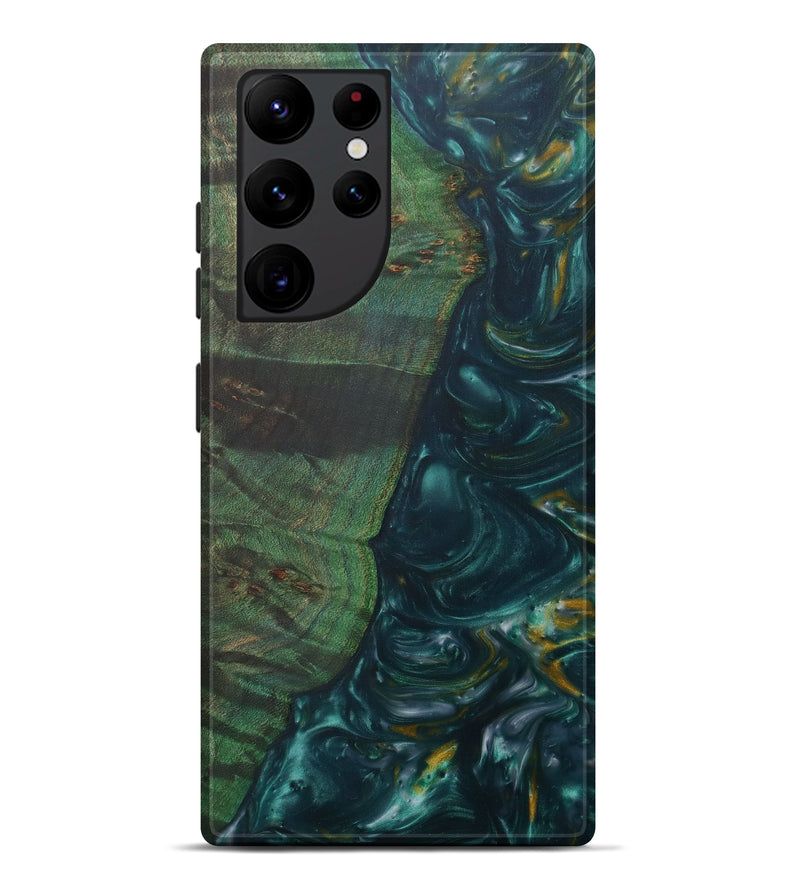 Galaxy S22 Ultra Wood+Resin Live Edge Phone Case - Ange (Dark Green, 571498)