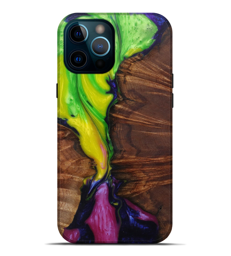 iPhone 12 Pro Max Wood+Resin Live Edge Phone Case - Xiaomei (Dark Green, 582798)