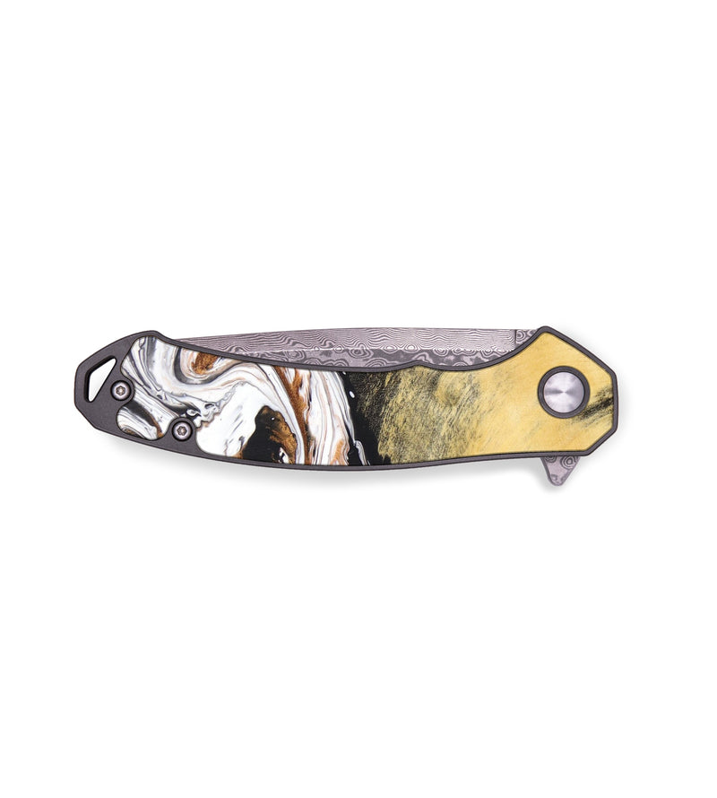 EDC Wood+Resin Pocket Knife - Deloris (Black & White, 636929)