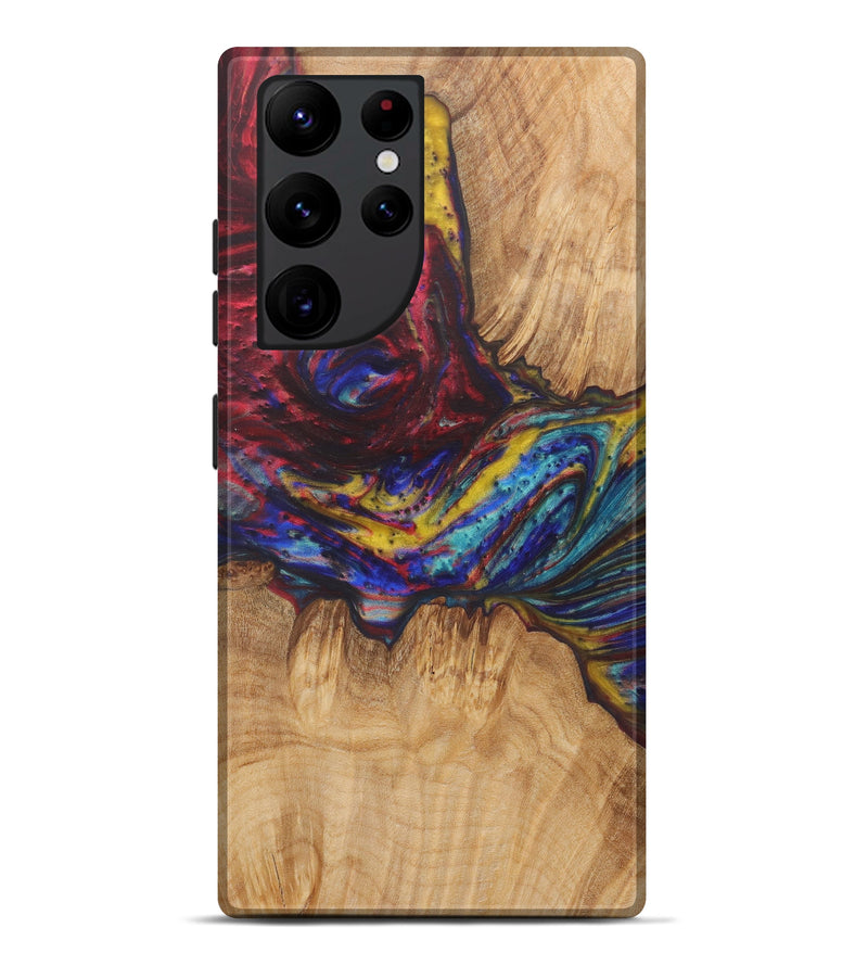 Galaxy S22 Ultra Wood+Resin Live Edge Phone Case - Nita (Dark Red, 579155)