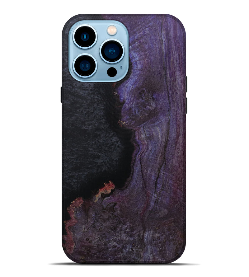 iPhone 14 Pro Max Wood+Resin Live Edge Phone Case - Blanche (Pure Black, 590041)