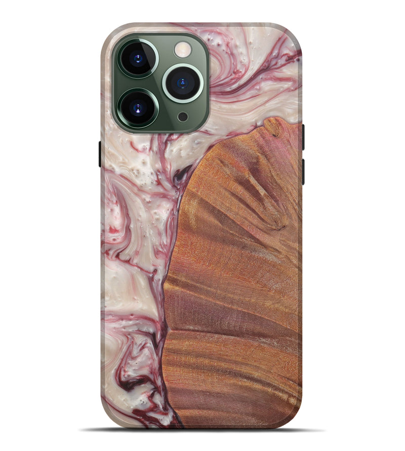 iPhone 13 Pro Max Wood+Resin Live Edge Phone Case - Zoenka (Dark Red, 579146)