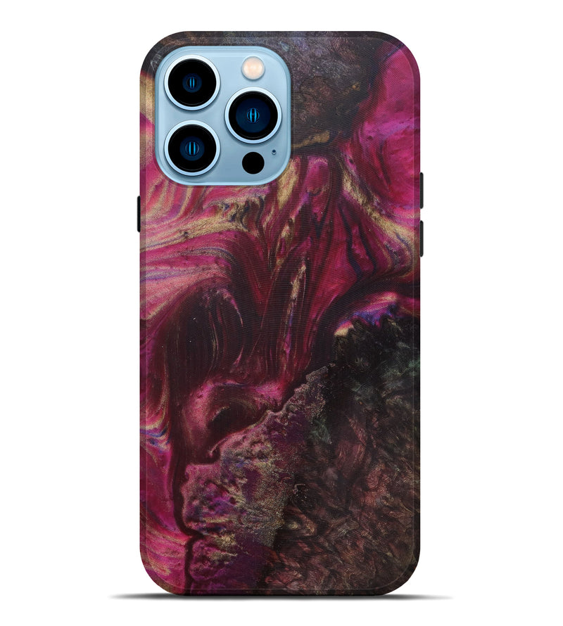iPhone 14 Pro Max Wood+Resin Live Edge Phone Case - Ram (Dark Red, 588719)