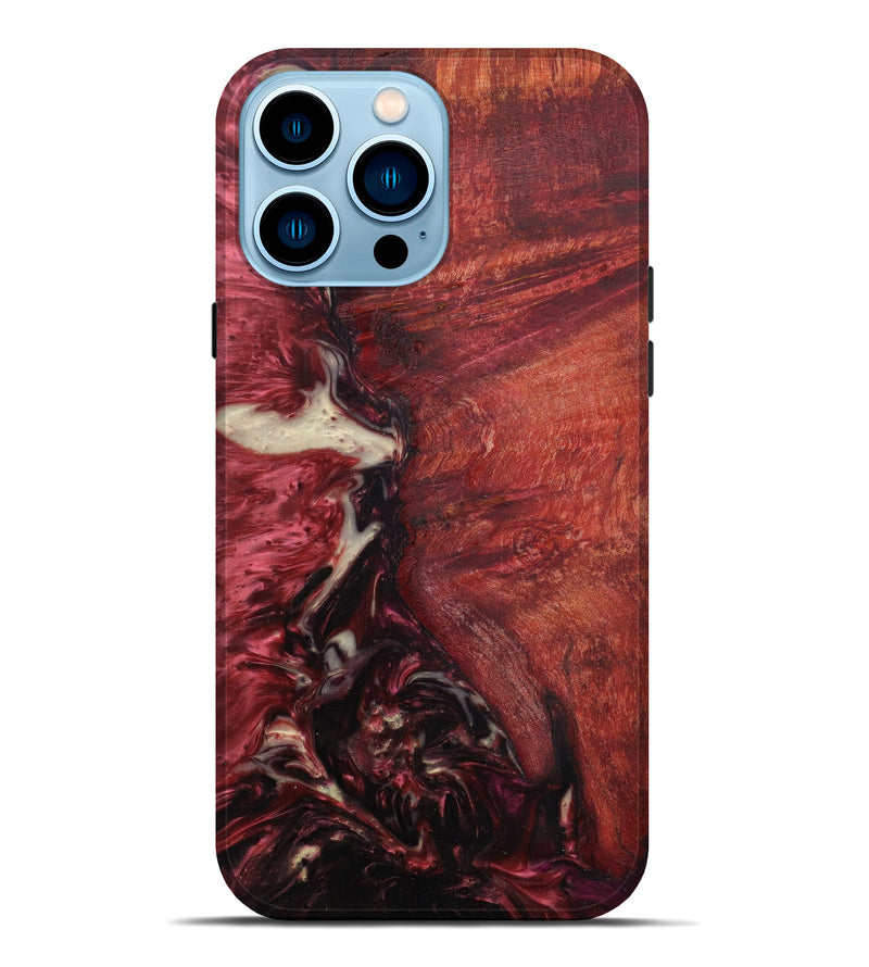 iPhone 14 Pro Max Wood+Resin Live Edge Phone Case - Annecorinne (Dark Red, 582819)