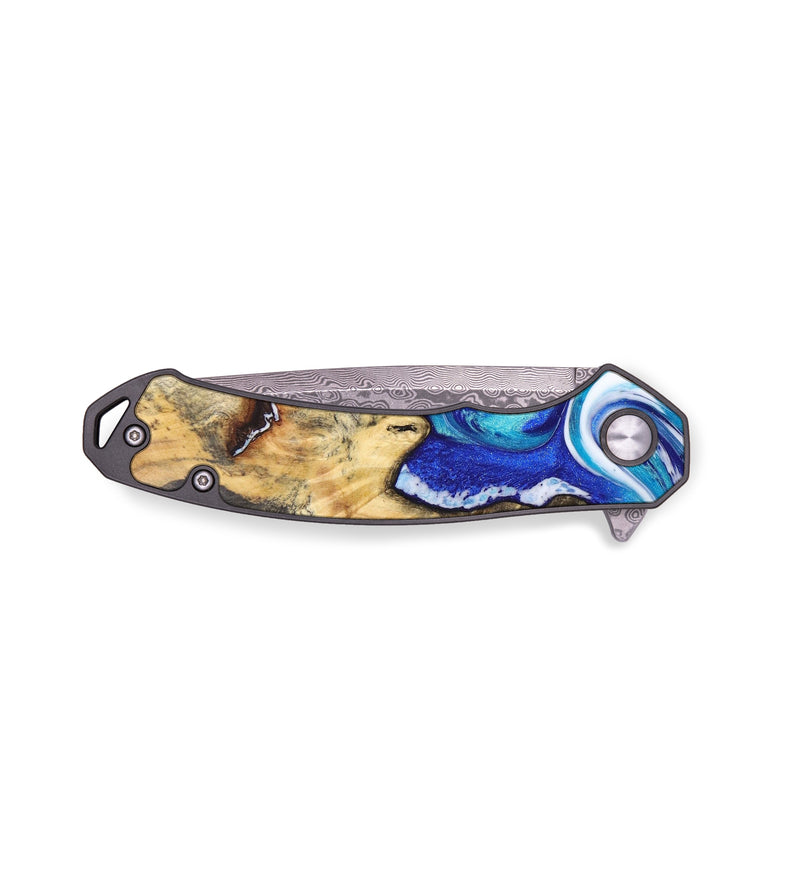 EDC Wood+Resin Pocket Knife - Tiffany (Blue, 636335)
