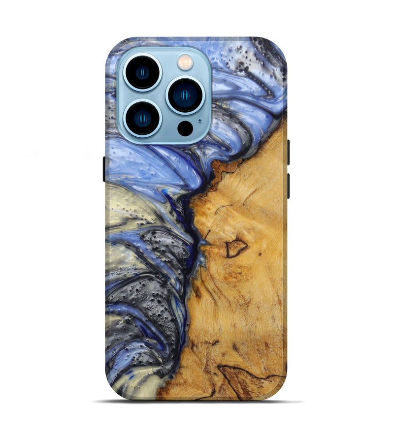 iPhone 14 Pro Wood+Resin Live Edge Phone Case - Es (Light Blue, 582859)