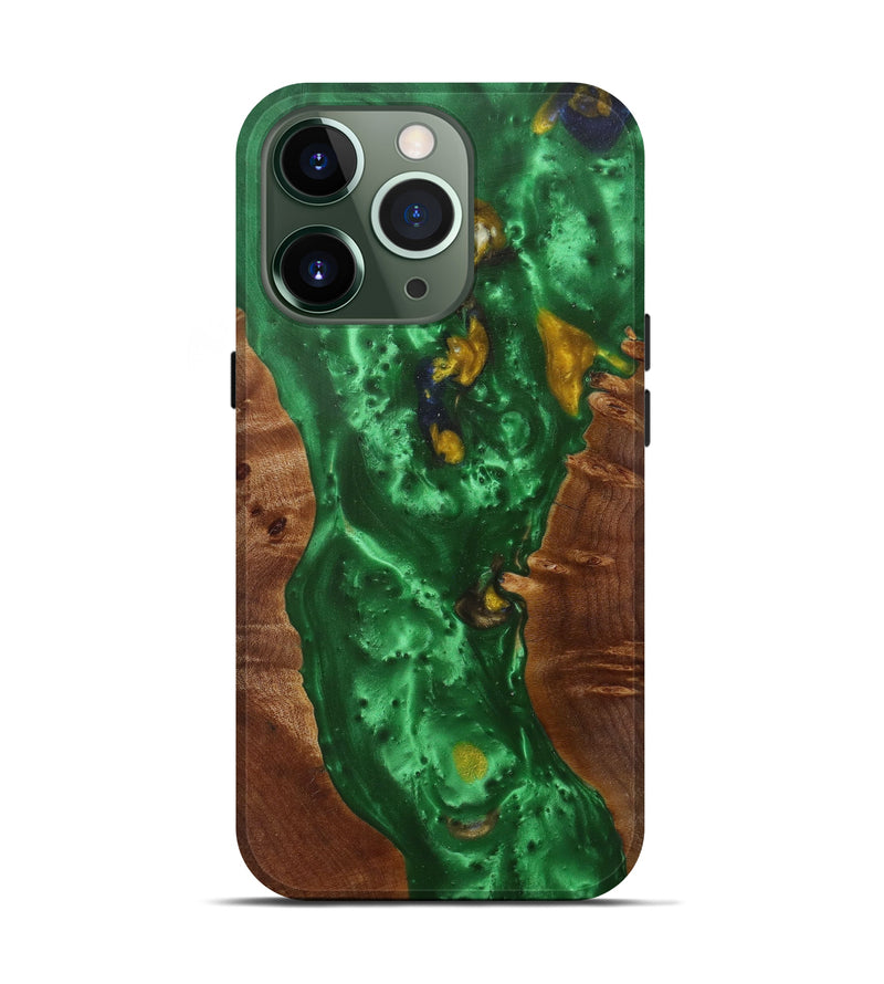 iPhone 13 Pro Wood+Resin Live Edge Phone Case - Valeria (Dark Green, 582863)
