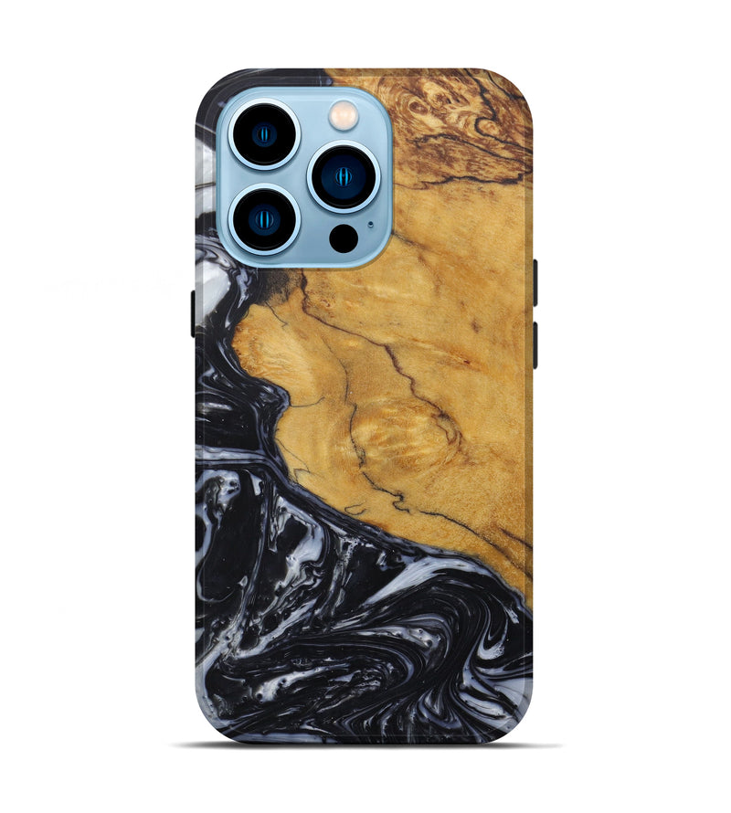 iPhone 14 Pro Wood+Resin Live Edge Phone Case - Albina (Black & White, 588651)