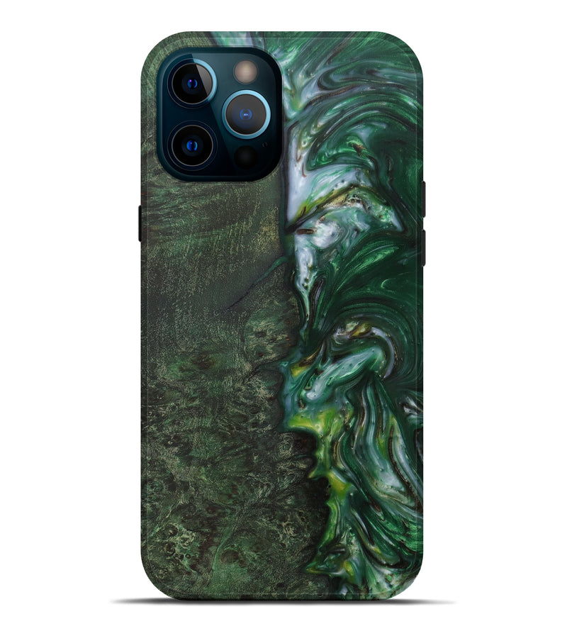 iPhone 12 Pro Max Wood+Resin Live Edge Phone Case - Glynda (Dark Green, 571488)
