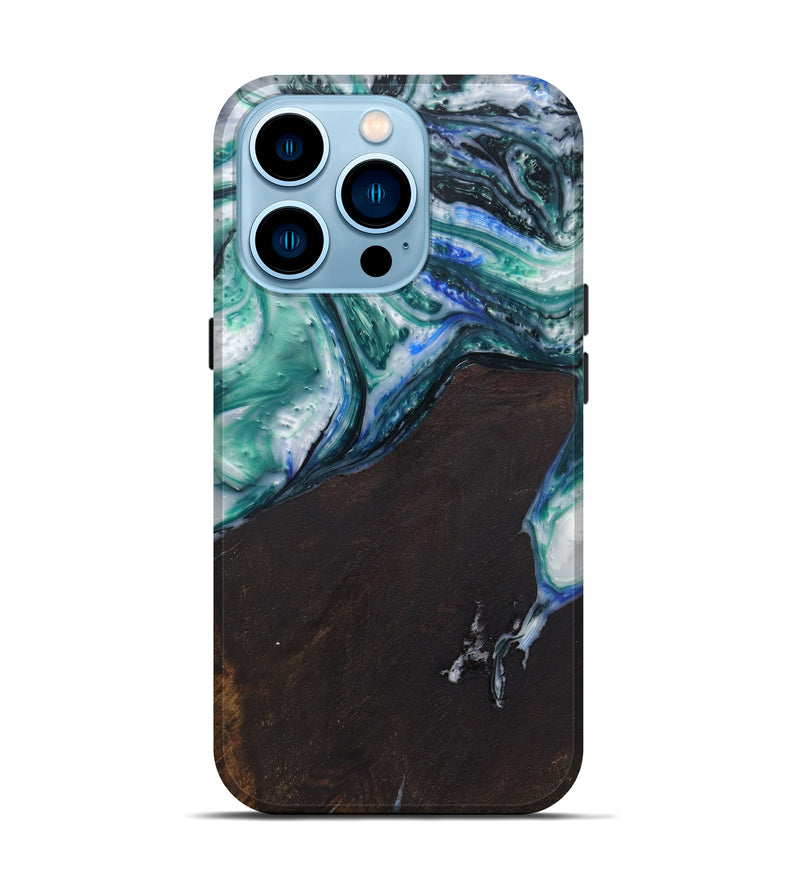 iPhone 14 Pro Wood+Resin Live Edge Phone Case - Renato (Dark Green, 587050)