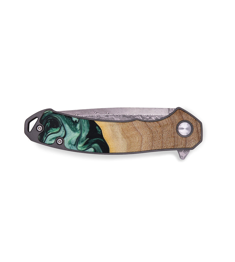 EDC Wood+Resin Pocket Knife - Kira (Green, 641892)