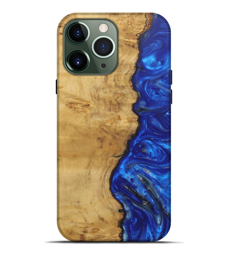 iPhone 13 Pro Max Wood+Resin Live Edge Phone Case - Natassja (Dark Blue, 580053)
