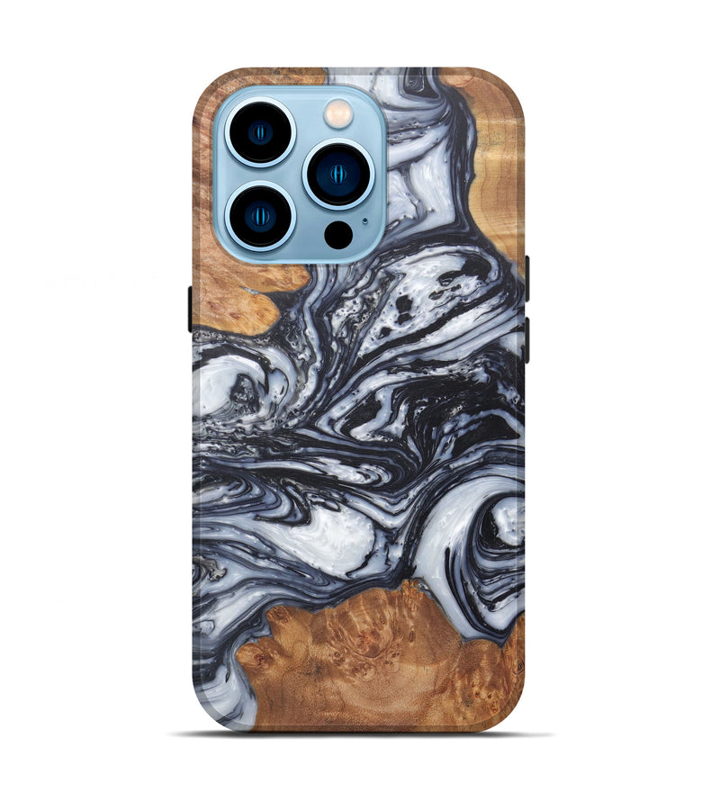 iPhone 14 Pro Wood+Resin Live Edge Phone Case - Fanny (Black & White, 588444)