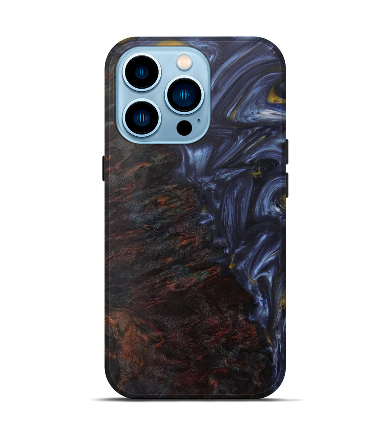 iPhone 14 Pro Wood+Resin Live Edge Phone Case - Mo (Dark Blue, 589819)