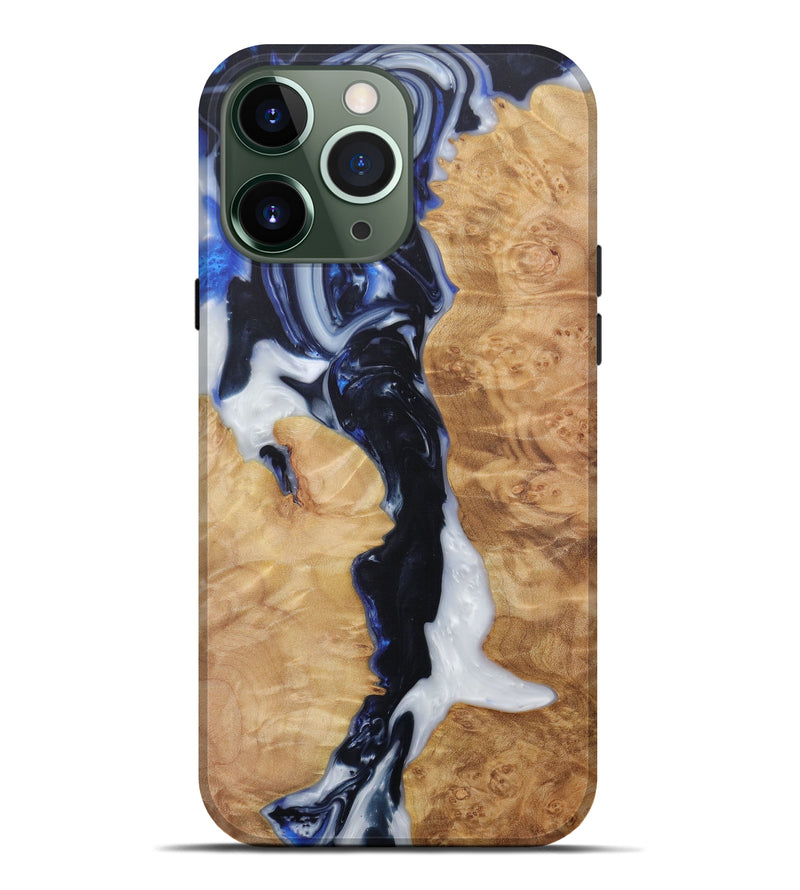 iPhone 13 Pro Max Wood+Resin Live Edge Phone Case - Alan (Black & White, 581227)