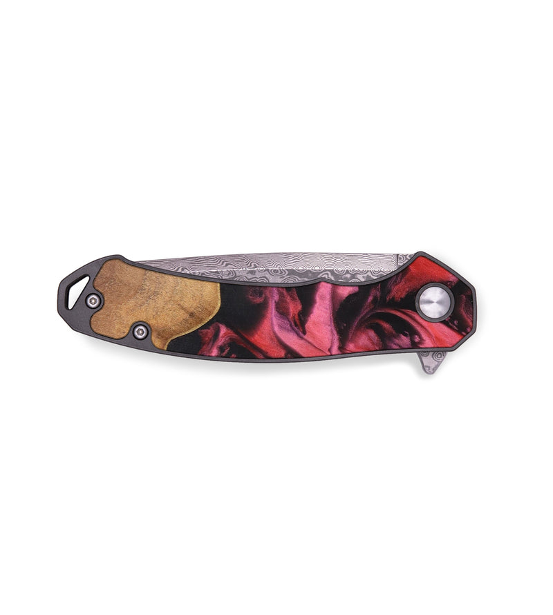 EDC Wood+Resin Pocket Knife - Vernon (Red, 636393)