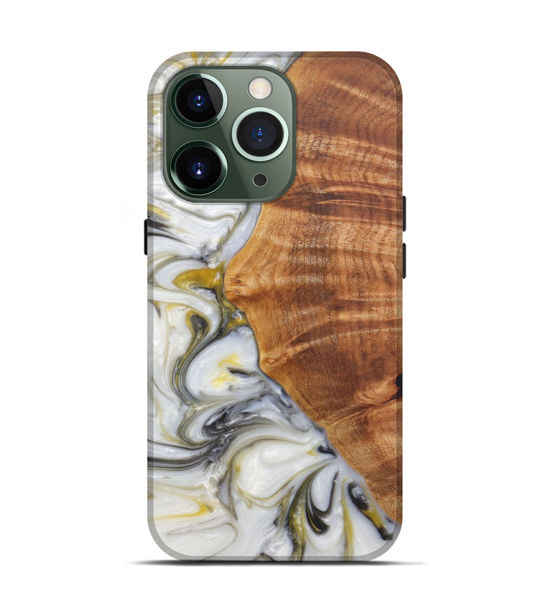 iPhone 13 Pro Wood+Resin Live Edge Phone Case - Materkowski (Black & White, 571531)