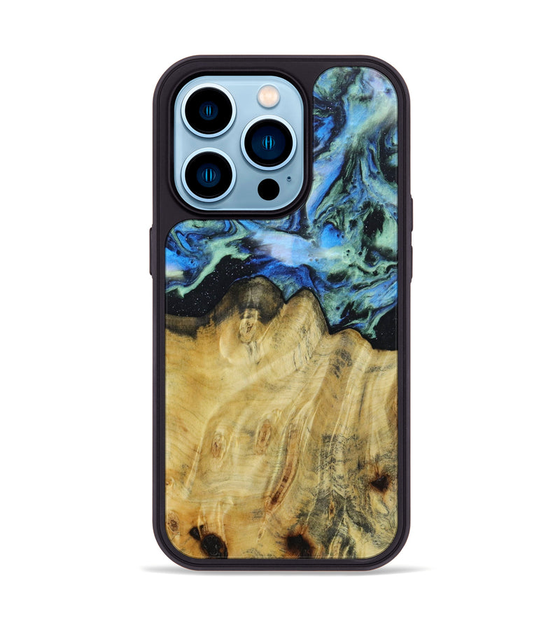 iPhone 14 Pro Wood+Resin Phone Case - Ezequiel (Aurora, 618540)