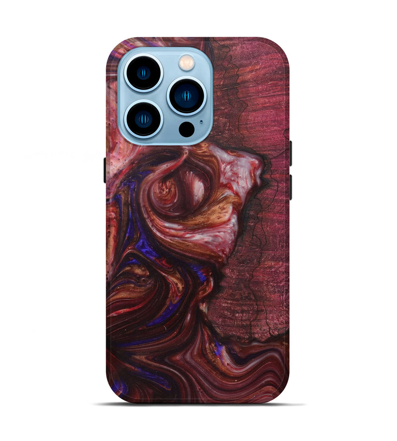 iPhone 14 Pro Wood+Resin Live Edge Phone Case - Olia (Dark Red, 588720)