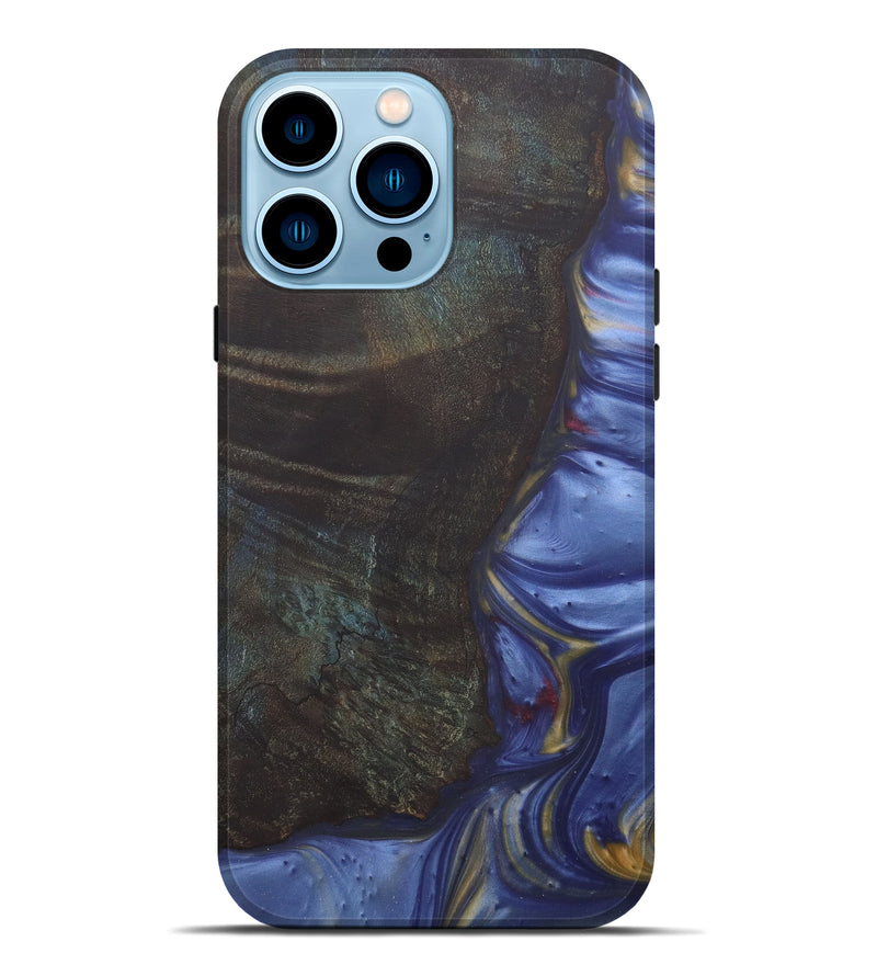 iPhone 14 Pro Max Wood+Resin Live Edge Phone Case - Cherri (Light Blue, 579136)