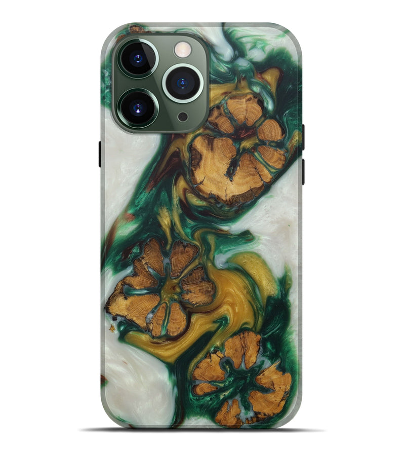 iPhone 13 Pro Max Wood+Resin Live Edge Phone Case - Adelina (Dark Green, 580075)